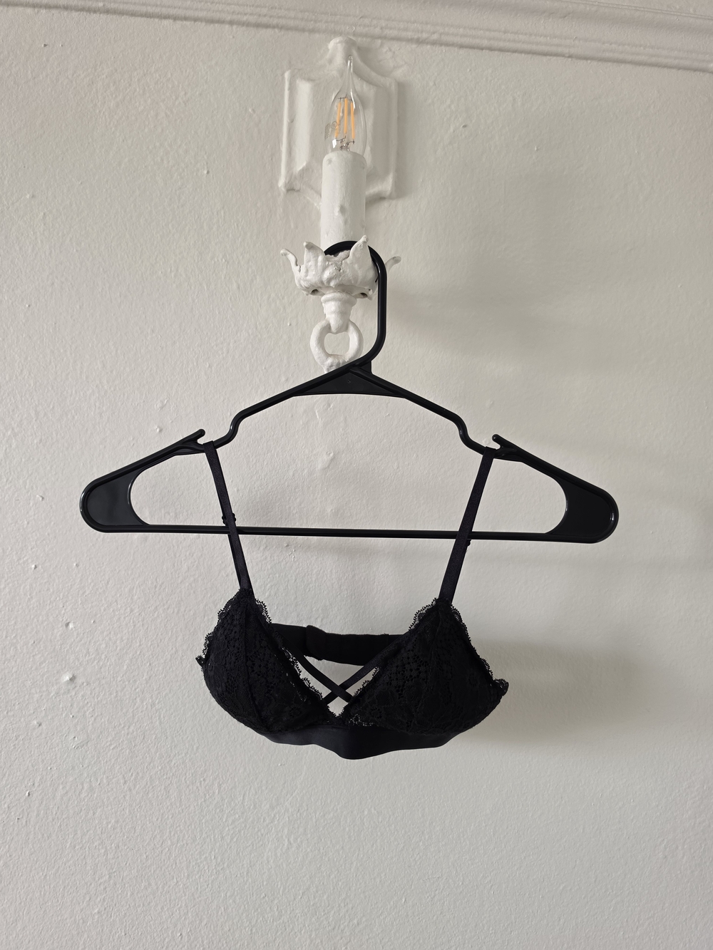 H&M Black Lace Bralette with Crisscross Detail